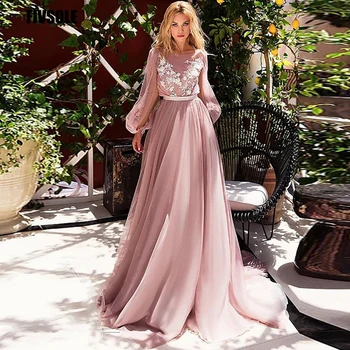 Плажна рокля Сватба Fivsole 2021, Сватбената Рокля Трапецовидна форма, с Пищни ръкави, Елегантна Сватбена Рокля от Тюл С Цветя, Сватбени Рокли Casamento