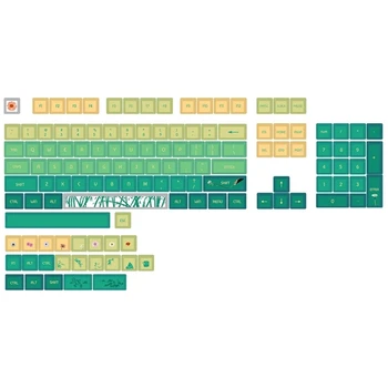 128 Комбинации Keycaps XDA Green Bamboo PBT Keycaps PBT DyeSublimation Механична Клавиатура Keycap С Анти-Смели Покритие