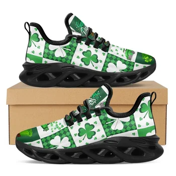 Марка дизайнерски обувки на платформа Лъки Green Shamrock, дишащи, леки маратонки, градинска тенденция обувки дантела с Деня на Св. Патрик