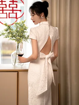 Yourqipao китайското сватбена рокля за наздравици Рокли 2023 за младоженци, за ангажиране, дълги вечерни рокли за абитуриентски бал, женски коледни рокли