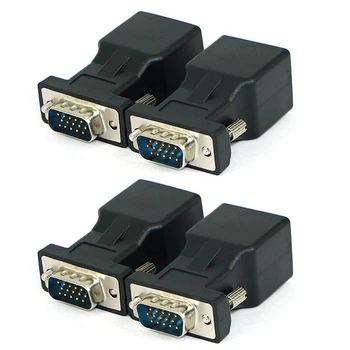 Удължител за VGA за да се свържете с RJ-45 CAT5 CAT6, мрежов кабел-адаптер 20 м, COM-порт, конвертор портове LAN Ethernet
