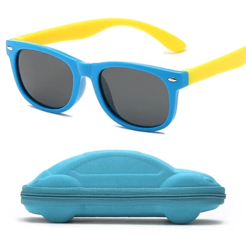 Поляризирани детски слънчеви очила с гумена рамка с калъф за момчета и момичета, силиконови защитни слънчеви очила, подарък за деца, детски UV400 Gafas