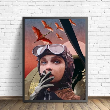 Ретро плакат с образа на жената-пилот, ретро рисуване, платно, стенни картини, щампи, всекидневна, модерна декорация за дома, снимки
