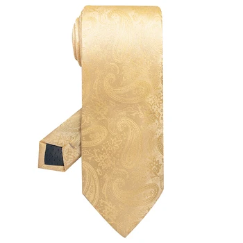 100% Копринени вратовръзки, мъжки златни вратовръзки на едро 8 см коприна вратовръзка Пейсли Gravatas Сватбени Аксесоари за мъже, подходящи за работното място, празнични партита