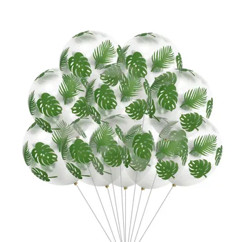 6 бр. зелени балони от палмови листа, балони за тропически парти в Хавай, топка за сафари, топка за парти в джунглата тематични топка за рождения си ден