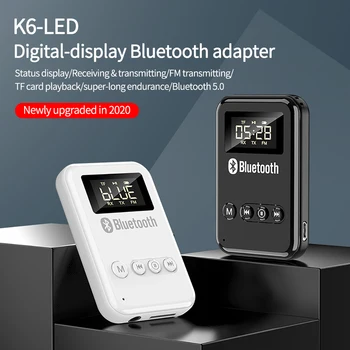 2 В 1 Bluetooth 5,0 Приемник аудиопередатчика 3,5 мм жак Aux Безжична led адаптер с цифров дисплей за телевизор, КОМПЮТЪР, кола FM-адаптер