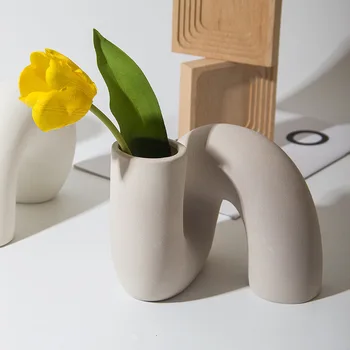 Nordic Ins Креативна керамична ваза с цветя, изкуствени цветя договореност, изкуство, Домашен хол, мебели за работния плот, занаяти, накити за кафе, клуб, декор