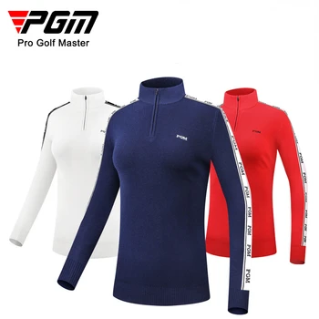 PGM Есенно-зимни якета за голф, дамски пуловер за голф с дълъг ръкав, дамски риза с къси ръкави с цип, топло тънък гъвкав трикотаж YF425