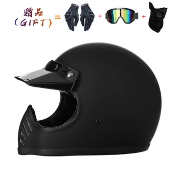 Японски стил, мотоциклет шлем от фибростъкло, Полнолицевый каска, Ретро ретро хеликоптер, предпазна каска за скоростно спускане по мотокрос каска за скутер, Каско