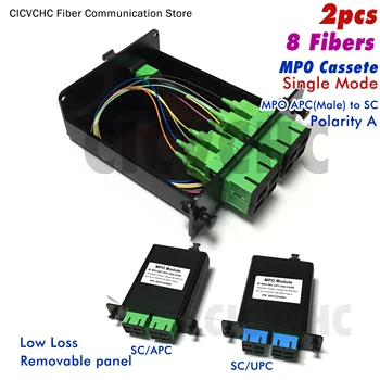 2 елемента 8 издържливост касети MPO/APC-SC с однорежимным влакна, OS2, алуминиев корпус, свалящ се панел
