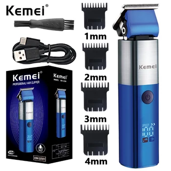 Kemei Професионален IPX7 водоустойчив фризьорски акумулаторна машинка за подстригване за коса, професионална електрическа машина за рязане на коса, безжична за мъже