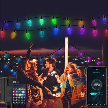 7,5/15M RGB C7 LED апликации ягоди Гирлянди Smart APP Control Страхотна Венец Двор Лампа за Градина Коледна Украса Сватба