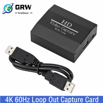4K 60Hz Loop Out HDMI-Съвместима Карта Заснемане на Аудио-Видеозаписывающая Табела За Директно Излъчване USB 2.0 1080P Grabber За Игри Камера PS4