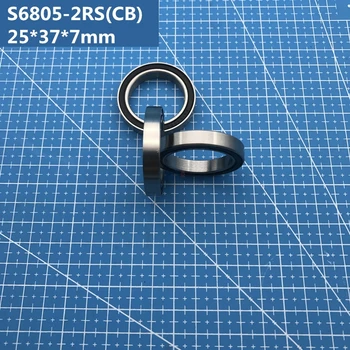Безплатна доставка на 1 бр. ABEC-5 S6805-2RS (25*37*7 мм) на Хибриден керамични лагери от неръждаема стомана SR6805 2RS ЦБ за наем S61805RS