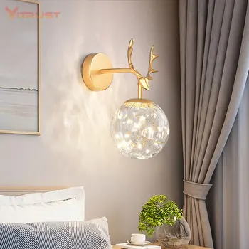 Дизайн на елен, с монтиран на стената лампа от страна на дивана E27 led монтиран на стената лампа