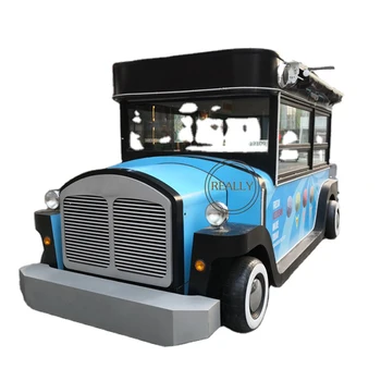 Уличен ретро камион за обществено хранене на 4 колела, пътуваща кухня, градинска количка за бързо хранене, павилион за продажба на сладолед, адаптивни