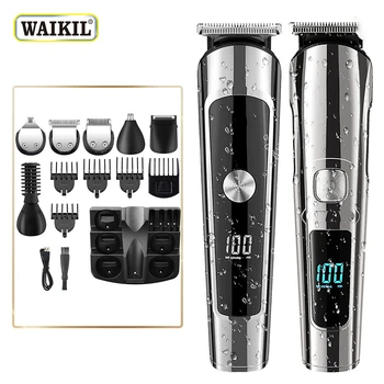 WAIKIL Гореща разпродажба, 6 в 1, многофункционален тример за коса за мъже, самобръсначка за лице, тяло, водоустойчив машина за подстригване на коса, USB-машина