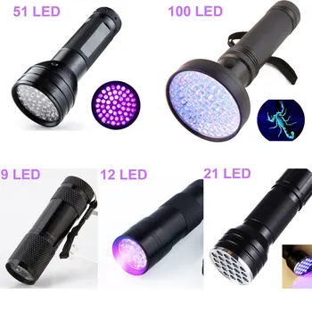 Led UV фенерче 9-100, ултравиолетова лампа Blacklight, led UV-лампа, уличен водоустойчив алуминиев фенер, детектор на петна от кучешка урина