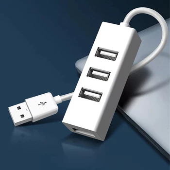 Универсален високоскоростен USB хъб, 4-портов USB 2.0 хъб с кабелна телевизия, мини-хъб, сплитер с шарките на гнезда, кабел-адаптер за преносими КОМПЮТРИ