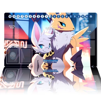 Digimon Playmat Renamon Tailmon DTCG CCG Подложка За Търговия с Игра на Карти Подложка За Настолна игра Дуэльный Мат Игри Мат Аниме Подложка За Мишка Безплатен Чанта