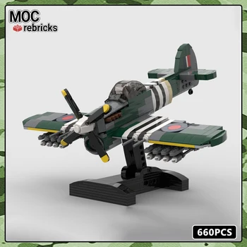MOC Военната серия Hawker Typhoon Mk1b Летателни оръжие Боен самолет Градивен елемент на Модел Тухли играчки за децата Коледа