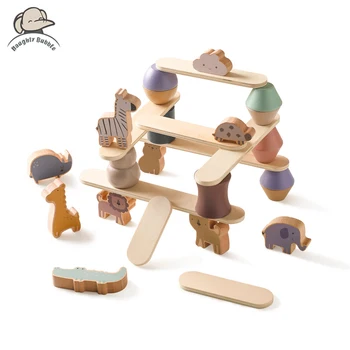 Дървени играчки Монтесори, игри на маса, балансир за обучение на деца, детски спомени, играчки във формата на животни
