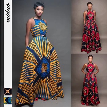 2023 Ново женски африкански една модерна женствена рокля без ръкави с цифрово принтом, индонезийски макси пола