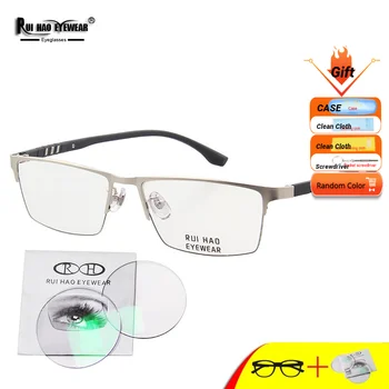 Рамки за очила в правоъгълни рамки, лещи с рецепта, очила по поръчка, лещи за очила с прогресиращо късогледство, предписани лещи от смола 9806