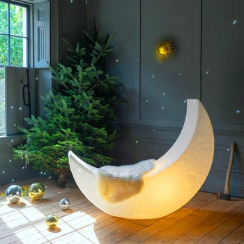 Скандинавски дизайн под лампа Moon, за хол, трапезария, снимки, модерни външни водоустойчиви подови тела, осветление за интериор