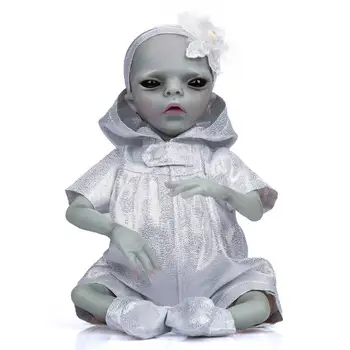 Извънземна реалистична кукла-бебе Реалистична кукла с ръчно рисувани, силикон, винил кукли за цялото тяло, подвижни играчки за кукли-бебета 14 инча