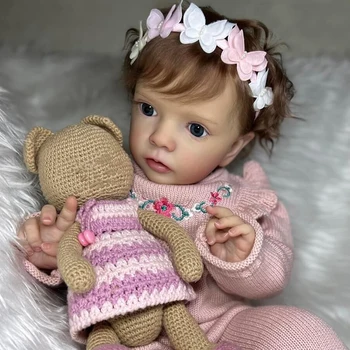 24-инчов Висококачествен Вече е Завършен Рисувана Кукла Ръчно изработени Reborn Baby Missy Реалистична Мека На Допир 3D Кожата Видими Корен Вени