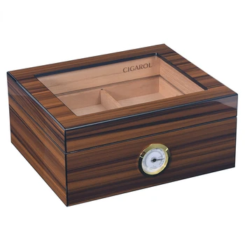Опаковка в дървена опаковка: кутия за овлажняване на пури от кедрово дърво, голяма и удобна за съхранение. Двупластова запечатани кутия за пури