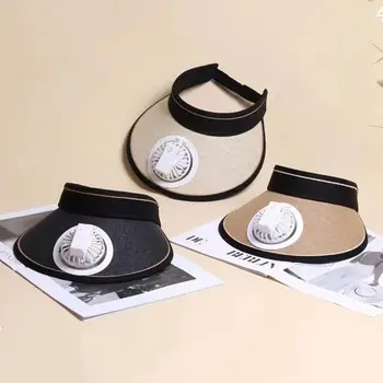 Защита от ултравиолетови лъчи, електрически вентилатор, шапка с широка периферия, лятна шапка с козирка, празен цилиндър, сламена шапка в корейски стил