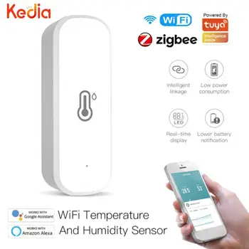 Sasha WiFi/Zigbee Сензор за температура и влажност на въздуха интелигентен дом, Smart Life Монитор в реално време, термометър Подкрепа Alexa и Google Home