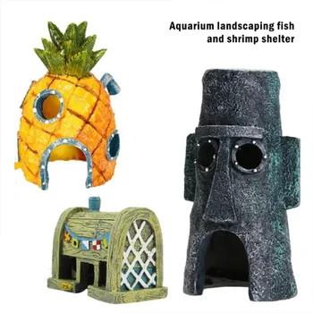Cartoony декор на аквариум, фигури, орнаменти, имитация на сок от ананас мебели, декорация на аквариума от смола, Ландшафтен дизайн, аксесоари за аквариум