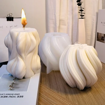 3D форма за свещи с волнообразным закручиванием, неправилна геометрична палец, абстрактно изкуство, декоративна форма за направата на свещи от сапунена смола, подаръци, плавателни съдове, домашен декор
