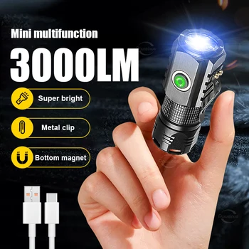 3000LM супер мощен фенер 3 * led мини преносим USB фенерче акумулаторна фенерче Водоустойчив силна светлина външно осветление