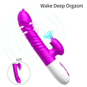 Вибриращ вибратор с двойно по езика и телескопични въртящи вибратори за жени, анален стимулатор на влагалището, клитора, играчки за възрастни