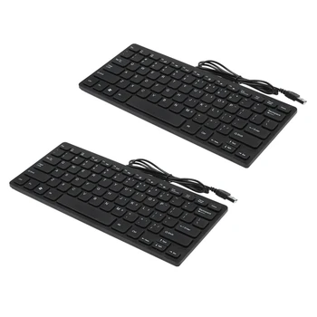 2X жични клавиатура Ультратонкая тиха малкия размер на 78 клавиши мини мултимедийна USB-клавиатура за преносим КОМПЮТЪР