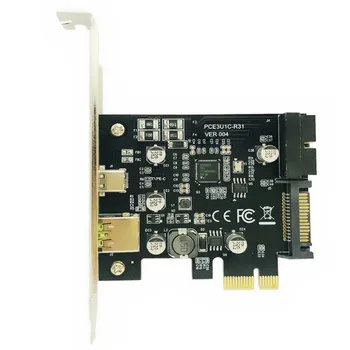 PCI-Express PCI-e към USB 3.1 Type-C Странично Карта PCIe към USB-C 2.4 A Бързо Зарядно устройство + 19PIN Предната карта за разширяване на USB-майнера