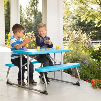Детска маса за пикник, син сгъваем плот за къмпинг