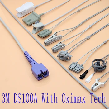 Съвместимост Nellcor DS100A с кабел на сензора Oximax Tech Spo2 за възрастни/деца/детски/новородени/ветеринарните, кабел на сензора DB9.