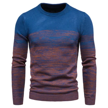Есенно-зимния нов висококачествен и модерен мъжки пуловер, вязаный пуловер с дълъг ръкав и кръгло деколте, Ежедневни приталенная долна риза